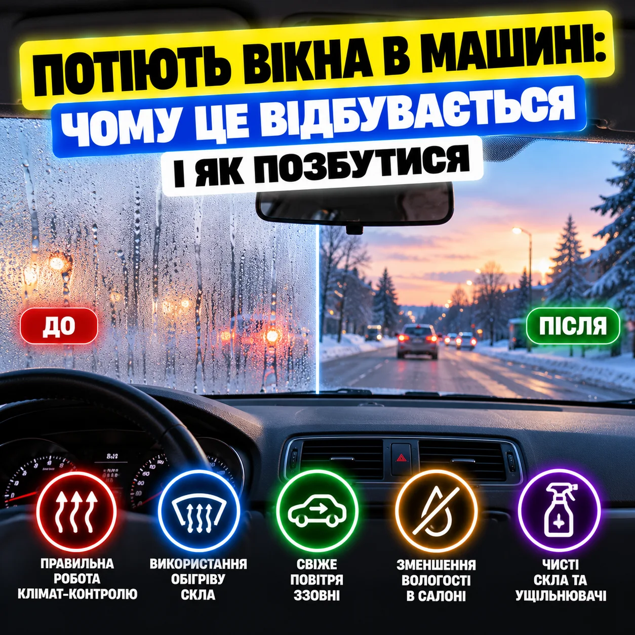 Рушник з мікрофібри для протирання запітнілого скла в автомобілі