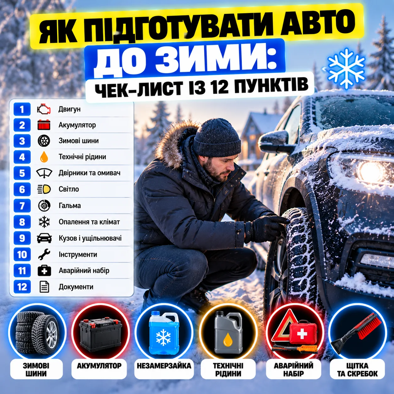 Портативний пусковий пристрій і компресор для підготовки авто до зими
