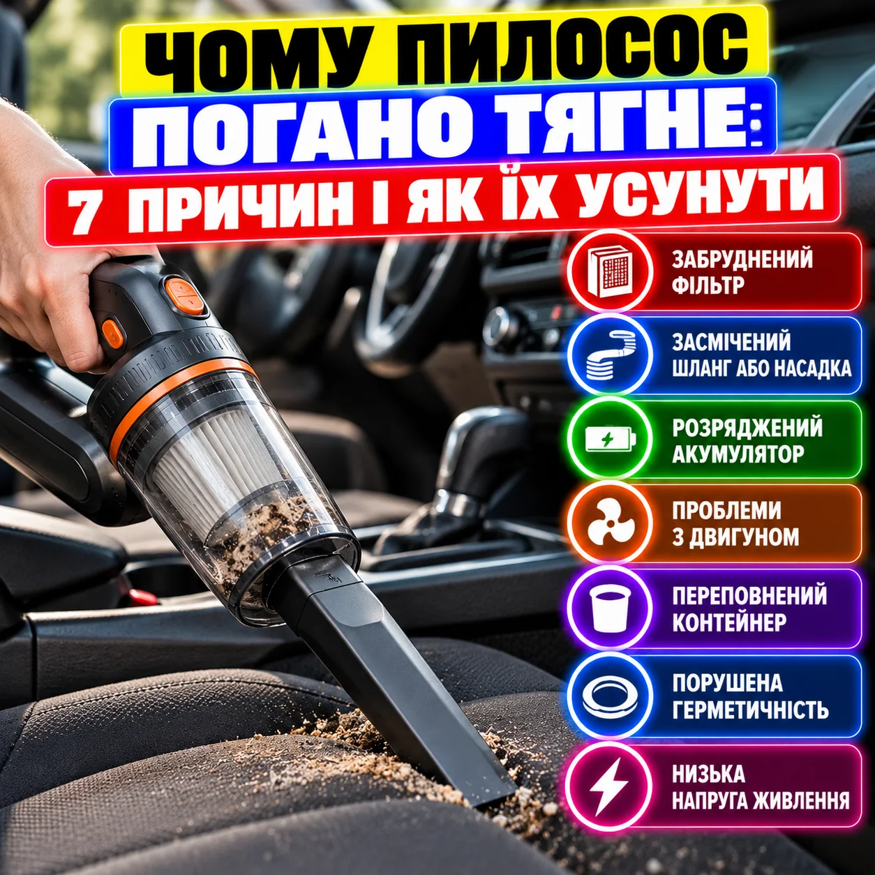 Чищення фільтра та контейнера ручного пилососа