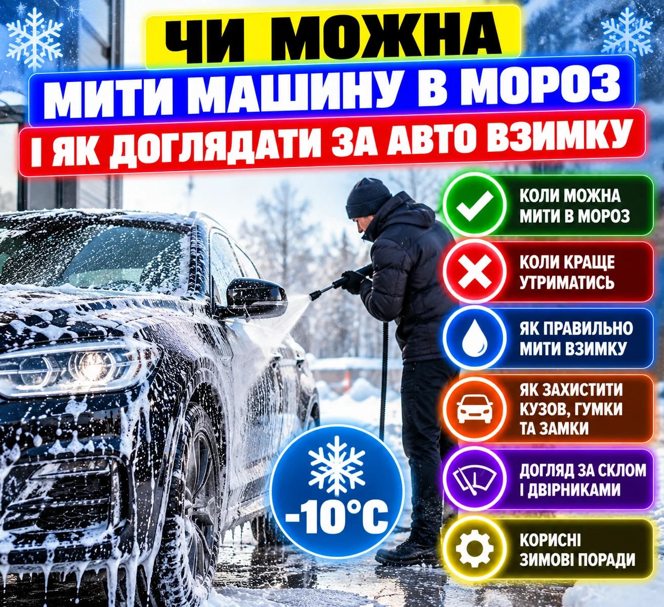 Миття автомобіля взимку та догляд за кузовом від реагентів