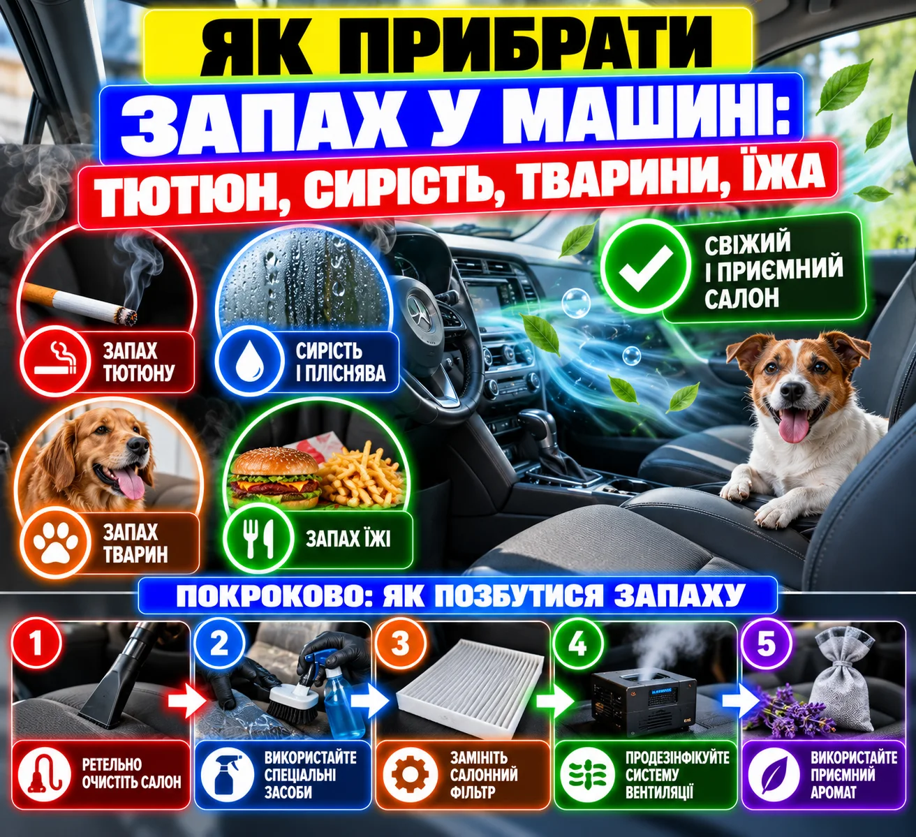 Аккумуляторный пылесос с HEPA-фильтром для уборки салона от запахов