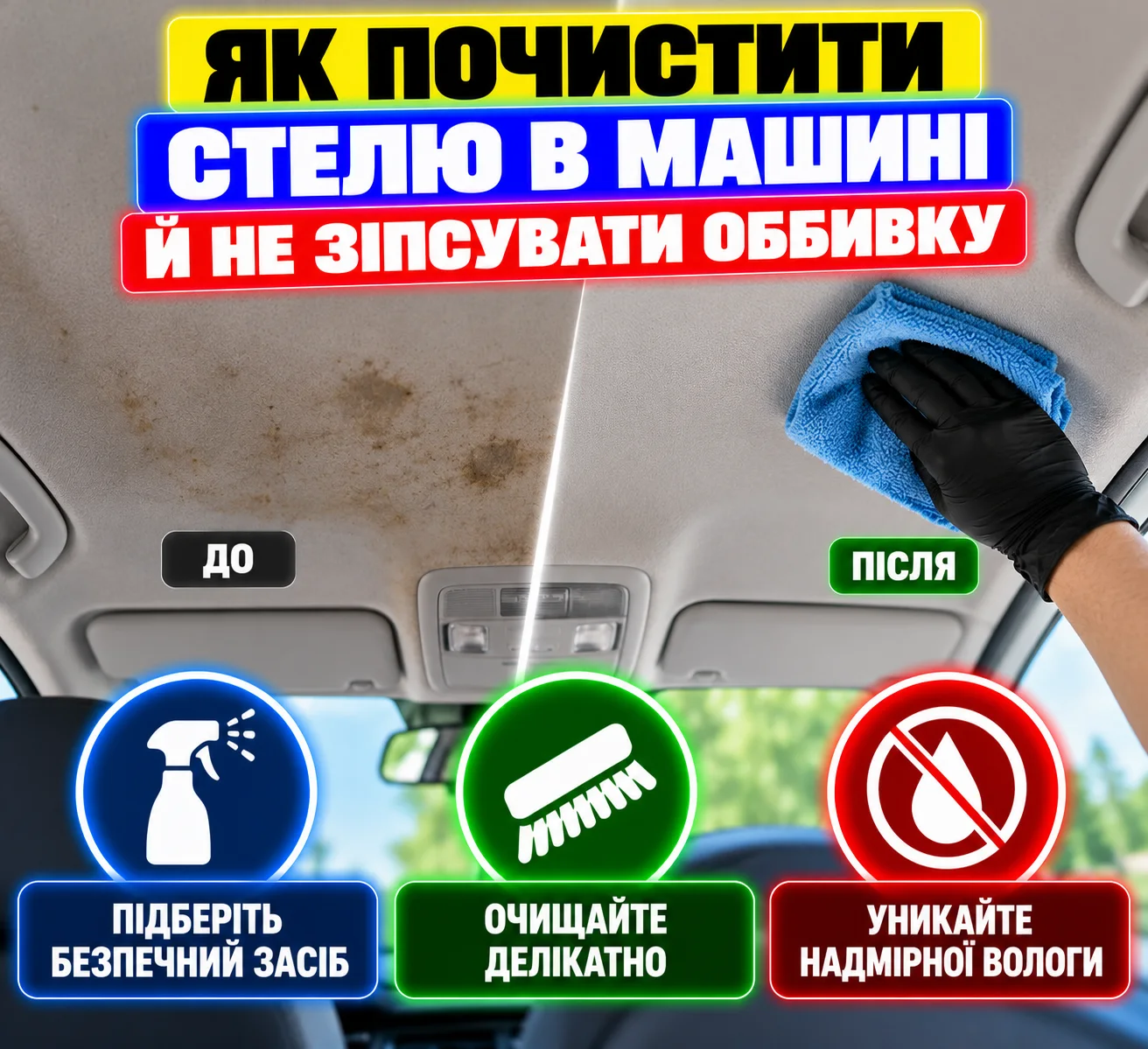 Мікрофібра для делікатного чищення стелі в салоні автомобіля
