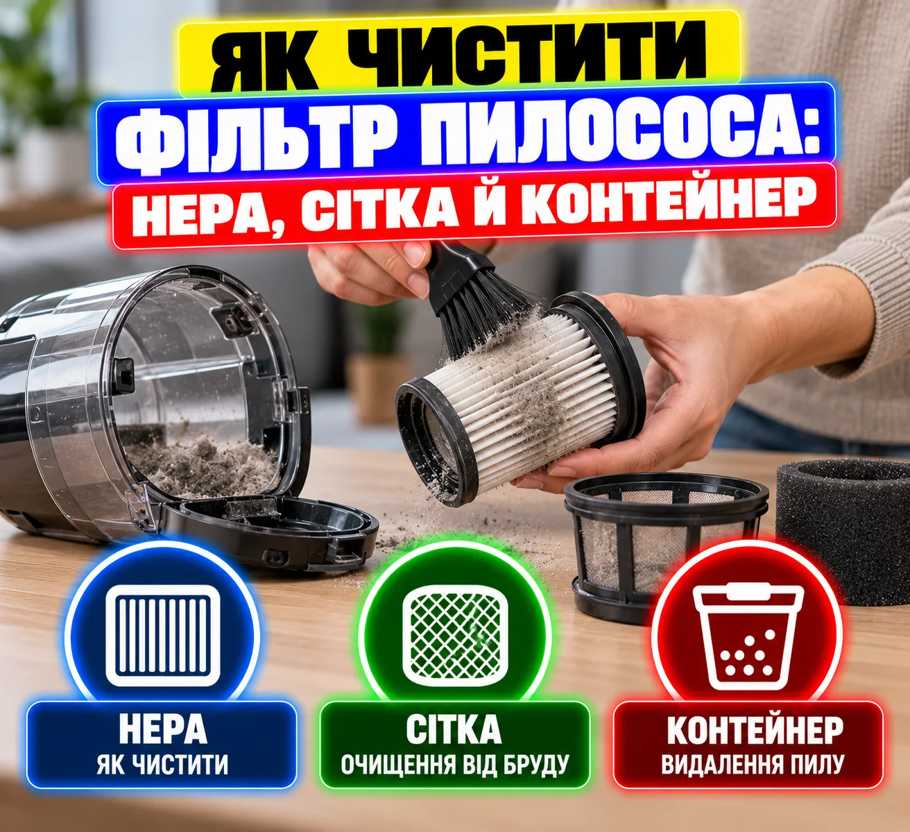 Акумуляторний пилосос SUITU з прозорим контейнером і HEPA-фільтром