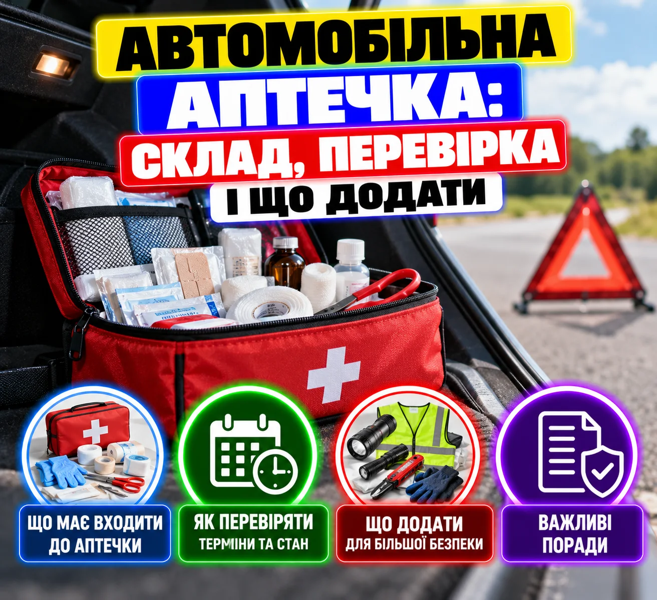 Автомобільна аптечка: склад і що додати